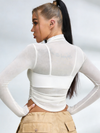 Solid Color Sheer Mesh Long Sleeves