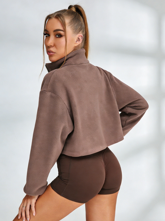 Fleece Pocket Cropped Jacket