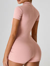 ZASUWA Female Seamless Ribbed Zipper Elastic Tight Romper