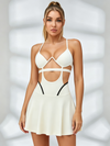 Cutout Ribbed Active Jumpsuit With Contrast Piping