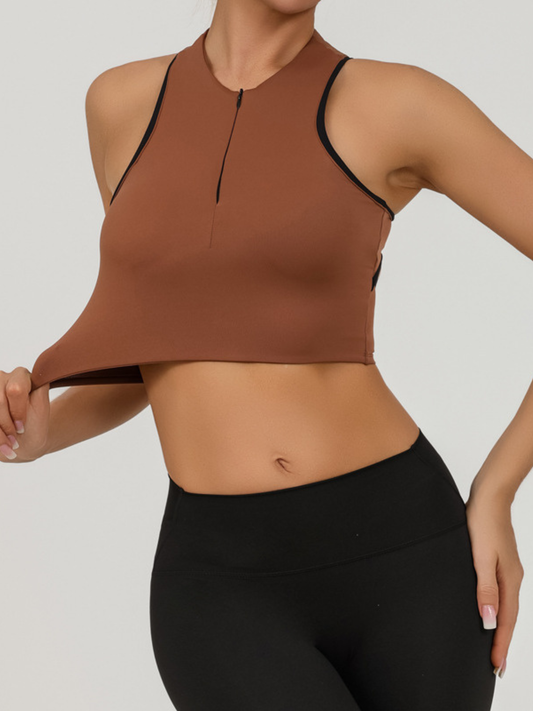 Sexy Contrast Color Hollow Out Solid Color Backless Quick Dry Tank