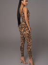 ZASUWA Female Leopard Print U Collar Jumpsuit