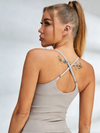 U Collar Cross Back Hollow Out Quick Dry Adjustable Strap Tank