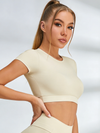 Sexy Round Collar Cropped Short Sleeves