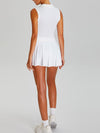 ZASUWA Female Stand Up Collar Zipper Pleated 2 in 1 Quick Dry Tennis Skirts Suit