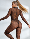 ZASUWA Female Leopard Print Mesh Jumpsuit