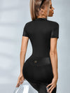🖤ZASUWA Female PU Half Zipper Peach Booty Jumpsuit