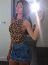 ZASUWA Female Sexy Leopard Print Bodysuit