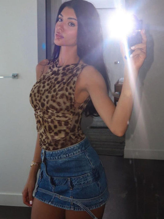 ZASUWA Female Sexy Leopard Print Bodysuit