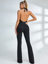 🖤ZASUWA Female Unique Flower Cutout Backless Flare Jumpsuits