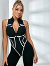 Sexy Contrast Color Stripes Corset Jumpsuit