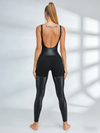 Sexy Faux Leather Backless Jumpsuit