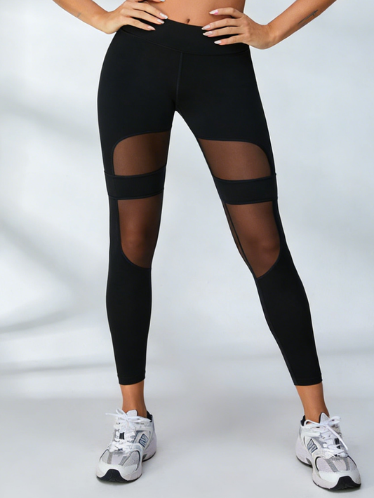 🖤ZASUWA Female Cutout Mesh High-rise Leggings