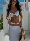 ZASUWA Female Sexy Solid Color with Metal 3 Pieces Bikini Set