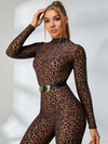 ZASUWA Female Sexy Leopard Print Mesh Jumpsuit
