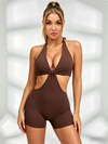 Deep V Collar Backless Scrunch Bum Romper