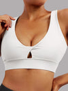 ZASUWA Female U Collar Cross Back Hollow Out Solid Color with Chest Pads Sports Bras