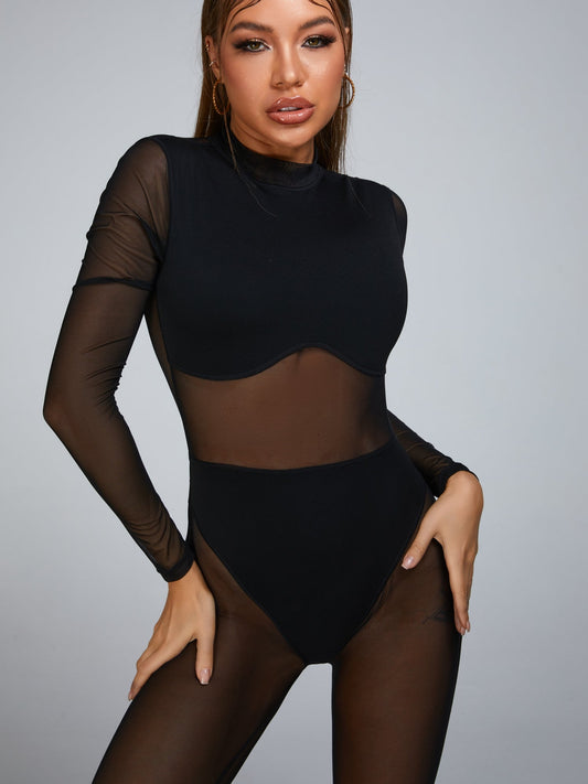 🖤ZASUWA Female Sexy Mesh Jumpsuit