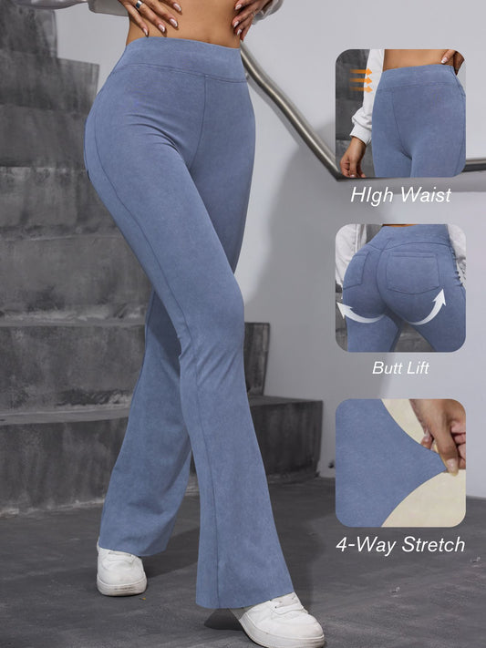 ZASUWA Female Hip-lift Denim Elastic Tight Flare Pants