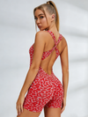 Sexy Leopard Print Cross Back Deep V Back Jumpsuit