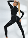 Faux Leather Zipper Stand Collar Push Up Jumpsuit