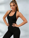 Ribbed Backless Halter Scrunch Bum Jumpsuit