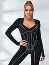 Bauchkontrolle Reißverschluss Po-Push-Up Jumpsuit