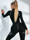 Faux Leather Zipper Stand Collar Push Up Jumpsuit