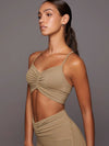 ZASUWA Female Solid Color Unique Folds V Shape Waist Tracksuit