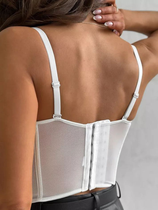 ZASUWA Female Sexy Mesh Contrast Color Tanks
