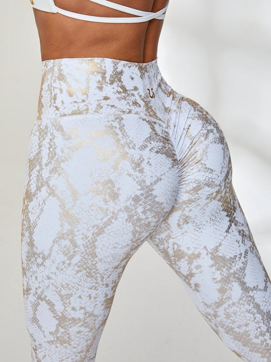 ZASUWA Female High Waist Bronzed Snakeskin Leggings