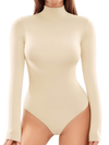 High Neck Fine Ribbed Long-Sleeve Bodysuits