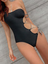 ZASUWA Female Sexy Tailoring Hollow Out Glossy Shiny Bling Ombre Metal Backless One Piece