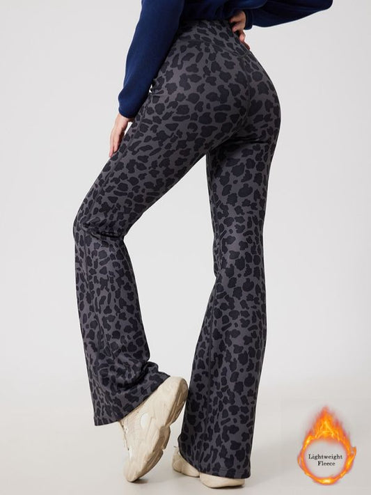 ZASUWA Female Fleece Leopard Print Flare Leggings