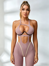 Sexy Contrast Color Stripe Hollow Out Jumpsuit