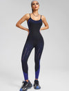 ZASUWA Female with Chest Pads Contrast Color Fishnet Stripe Print Tracksuit
