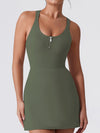 ZASUWA Female U Collar I-shaped Zipper Cross Back Quick-dry Dress