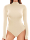 High Neck Fine Ribbed Long-Sleeve Bodysuits