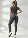 Denim Deep V Back Scrunch Bum Short Tracksuit