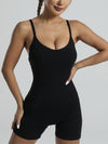 ZASUWA Female Cross Back Adjustable Shoulder Straps Deep V Hollow Out Scrunch Bum Romper