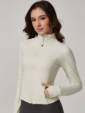 ZASUWA Female Zipper Stand Up Collar Thumbholes Jackets