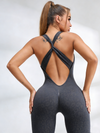 ZASUWA Female Sexy Leopard Print Cross Back Jumpsuit