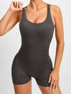 ZASUWA Female Solid Color Push Up Design Cross Back Quick Dry Scrunch Bum Romper