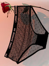 Sexy Wave Point Mesh Contrast Color Panties