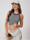 ZASUWA Female U Collar Contrast Color Stripe Quick Dry Tank