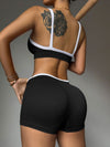 ZASUWA Female Contrast Color Stripe with Chest Pads Gather Shockproof Short Tracksuit