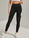 ZASUWA Female Sexy Mesh Splicing High-waisted Hip-lift Stripes Leggings