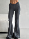 ZASUWA Female V-shaped Waist Stripes Splicing Casual Loose Flare Leggings