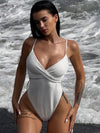 ZASUWA Female Sexy Cross Deep V Backless Stripe Beach One Piece