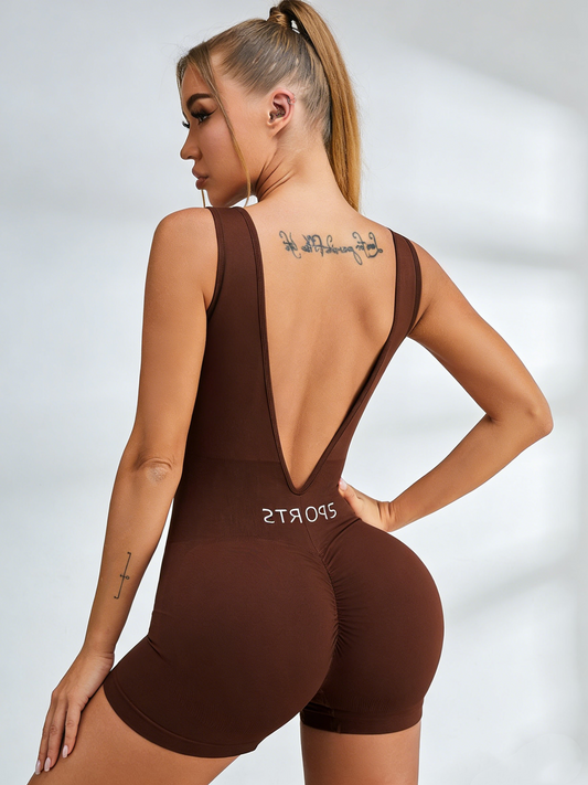 Sexy Deep V-shaped Waist Backless Hip-lift Elastic Tight Scrunch Bum Romper